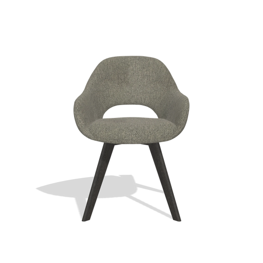 Chaise de salle à manger Marino 6608 en tissu San Remo 103 (gris foncé), pieds en tabac, vue de face
