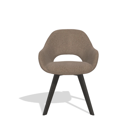 Chaise de salle à manger Marino 6608 en tissu San Remo 201 (olive), pieds en tabac, vue de face