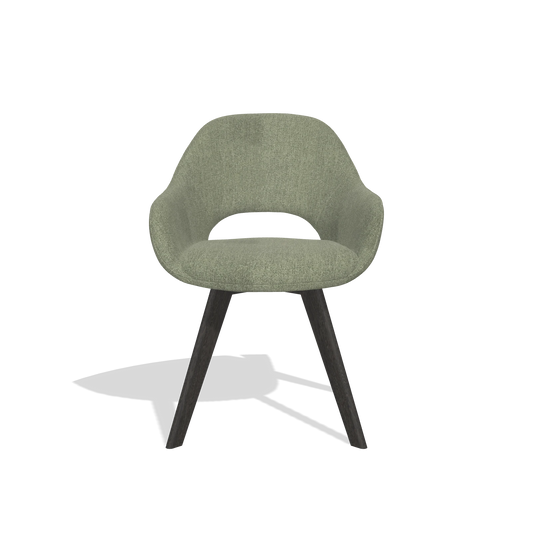 Chaise de salle à manger Marino 6608 en tissu San Remo 500 (taupe), pieds en tabac, vue de face