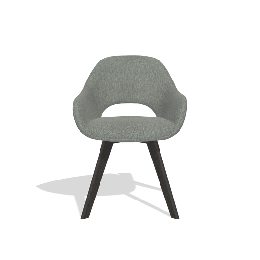 Chaise de salle à manger Marino 6608 en tissu San Remo 502 (taupe), pieds en tabac, vue de face