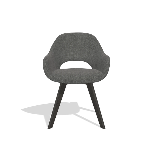 Chaise de salle à manger Marino 6608 en tissu San Remo 800 (anthracite), pieds en tabac, vue de face