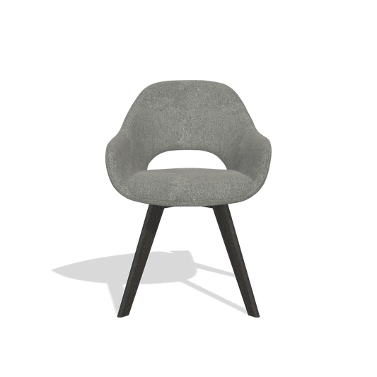 Chaise de salle à manger Marino 6608 en tissu San Remo 802 (taupe), pieds en tabac, vue de face