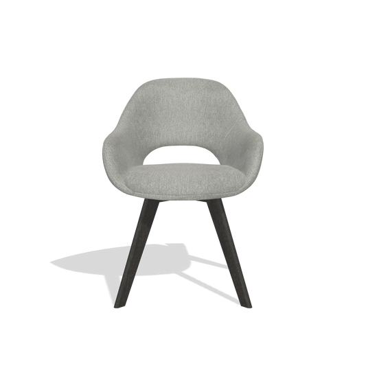 Silla de comedor Marino 6608 en tela San Remo 901 (gris), patas en tabaco, vista frontal