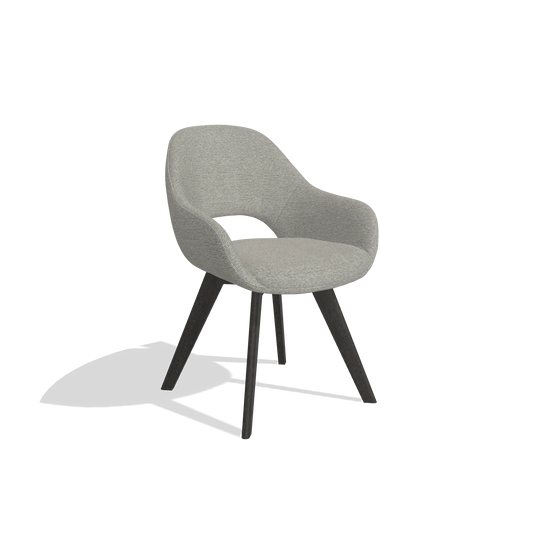 Esszimmerstuhl Marino 6608 in Stoff Sneak 01 (Grau), Beine in Tabak, Schrägansicht
