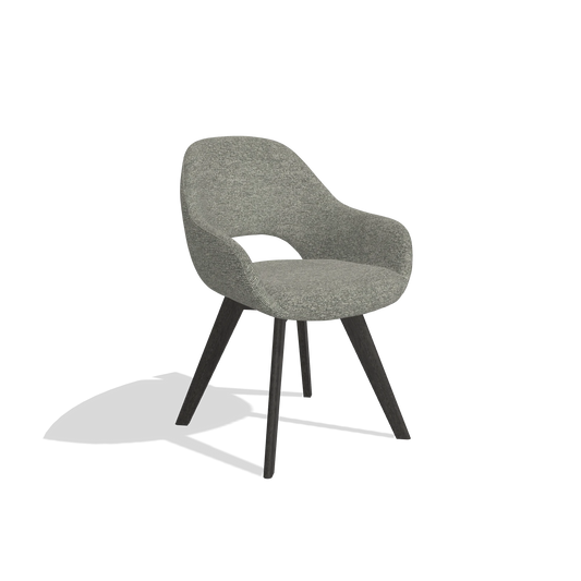 Esszimmerstuhl Marino 6608 in Stoff Sneak 149 (Taupe), Beine in Tabak, Schrägansicht