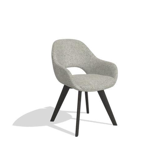 Esszimmerstuhl Marino 6608 in Stoff Taurus 01 (Greige), Beine in Tabak, Schrägansicht