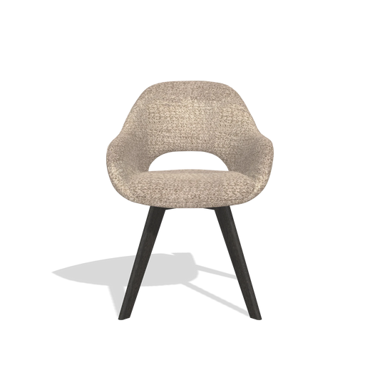Silla de comedor Marino 6608 en tela Venga 10 (greige), patas en tabaco, vista frontal