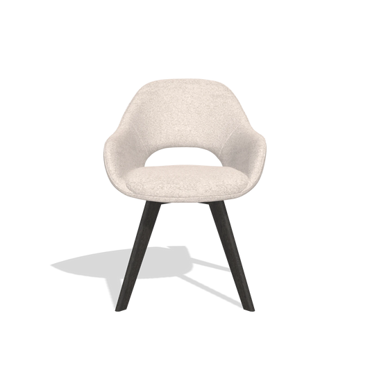 Silla de comedor Marino 6608 en tela Venga 102 (gris claro), patas en tabaco, vista frontal