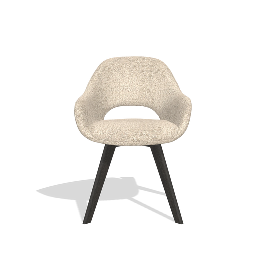 Silla de comedor Marino 6608 en tela Venga 214 (gris claro), patas en tabaco, vista frontal