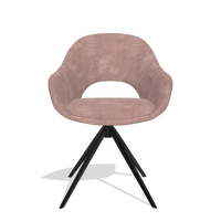 Chaise de salle à manger Matera 6470 en tissu Adore 200 (taupe), pied pivotant en noir, vue de face