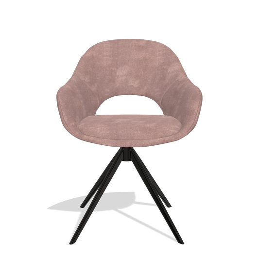 Chaise de salle à manger Matera 6470 en tissu Adore 200 (taupe), pied pivotant en noir, vue de face