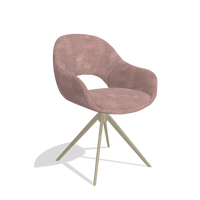 Chaise de salle à manger Matera 6470 en tissu Adore 200 (taupe), pied pivotant en champagne, vue de trois-quarts