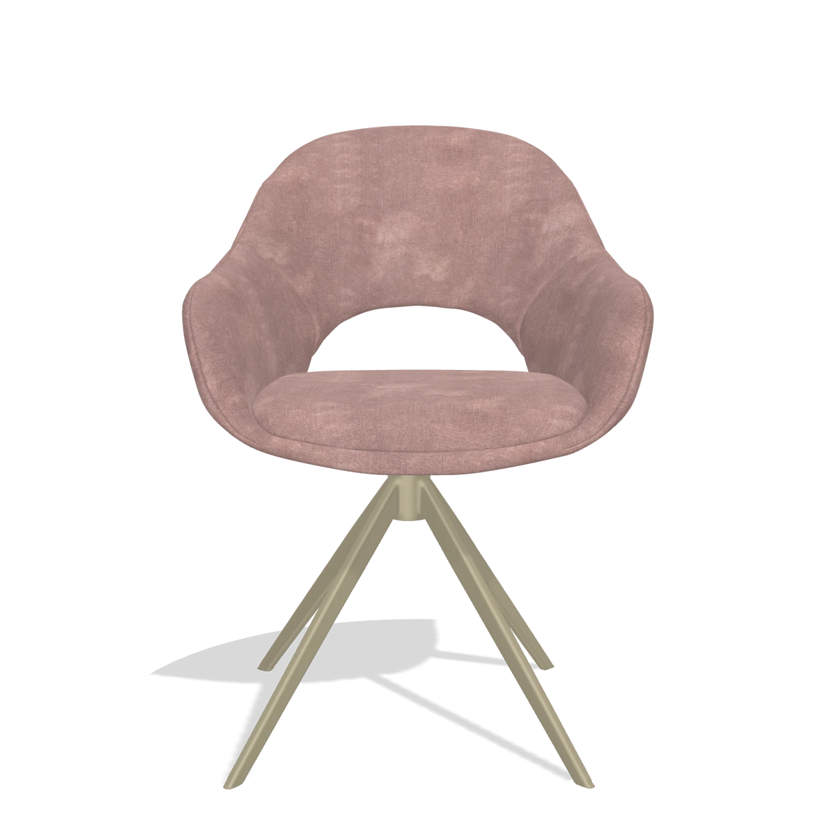 Chaise de salle à manger Matera 6470 en tissu Adore 200 (taupe), pied pivotant en champagne, vue de face