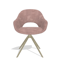 Chaise de salle à manger Matera 6470 en tissu Adore 200 (taupe), pied pivotant en champagne, vue de face