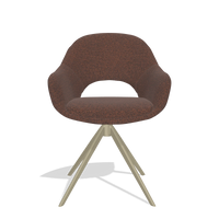 Silla de comedor Matera 6470 en tela Ascot Brick (chocolate), base giratoria en champán, vista frontal