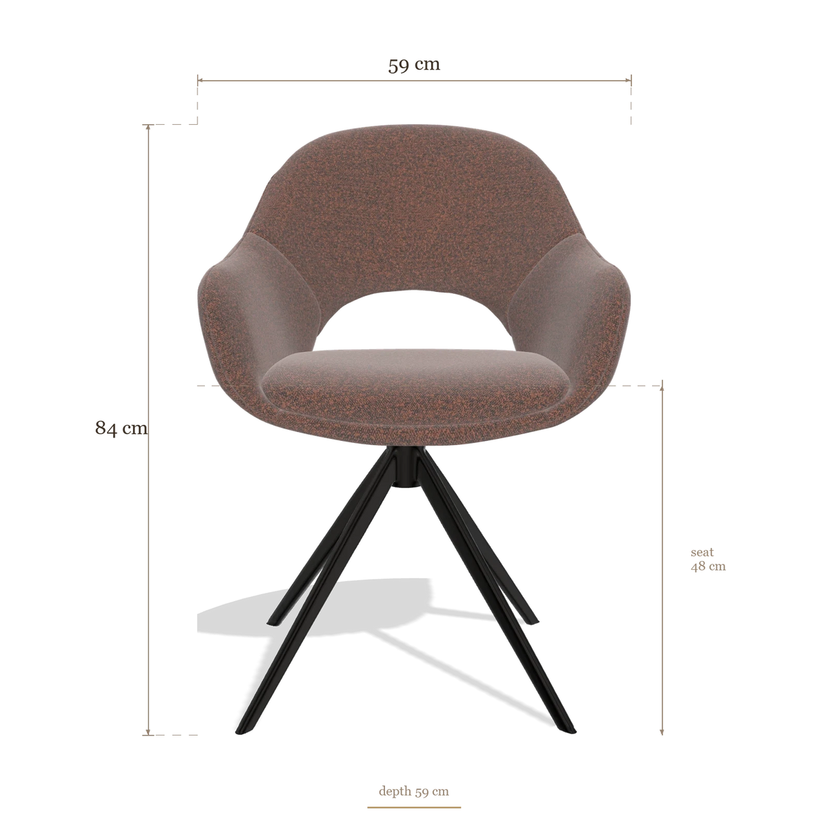 Silla de comedor Matera 6470, medidas 59 x 59 x 84 cm