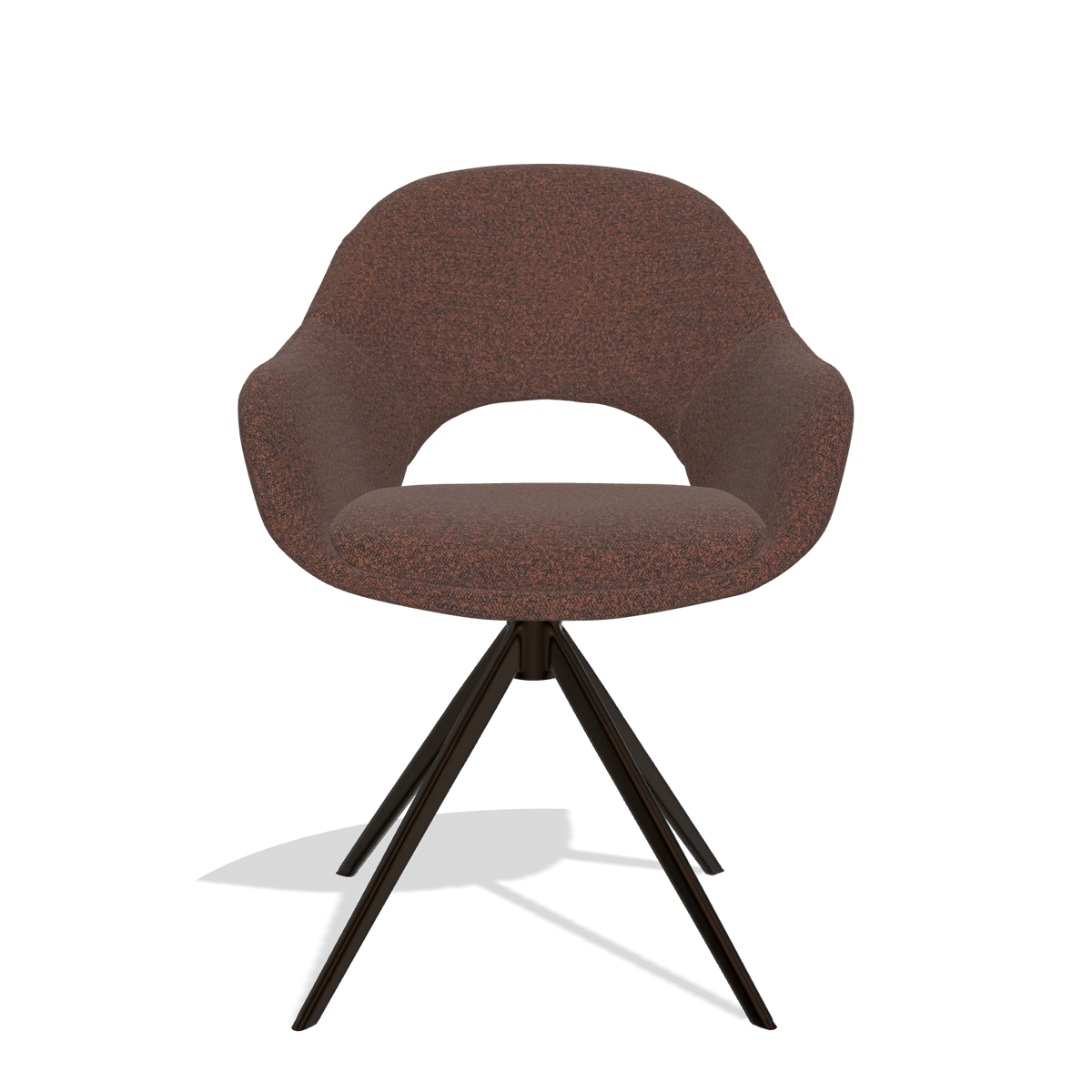 Silla de comedor Matera 6470 en tela Ascot Brick (chocolate), base giratoria en espresso, vista frontal