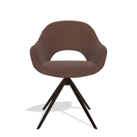 Silla de comedor Matera 6470 en tela Ascot Brick (chocolate), base giratoria en espresso, vista frontal