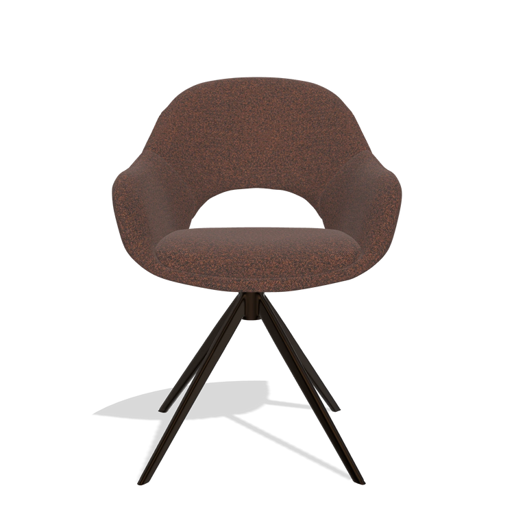 Silla de comedor Matera 6470 en tela Ascot Brick (chocolate), base giratoria en espresso, vista frontal