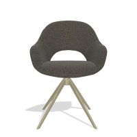 Silla de comedor Matera 6470 en tela Ascot Mouse (chocolate), base giratoria en champán, vista frontal