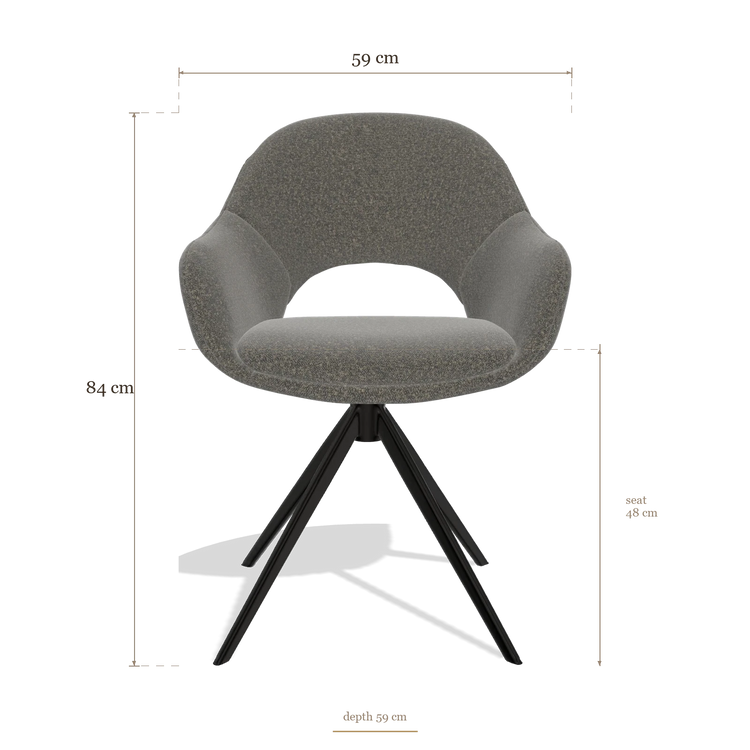 Silla de comedor Matera 6470, medidas 59 x 59 x 84 cm