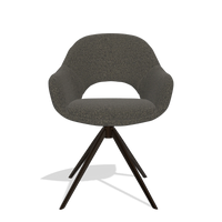 Silla de comedor Matera 6470 en tela Ascot Mouse (chocolate), base giratoria en espresso, vista frontal