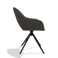Silla de comedor Matera 6470 en tela Ascot Mouse (chocolate), base giratoria en espresso, vista lateral
