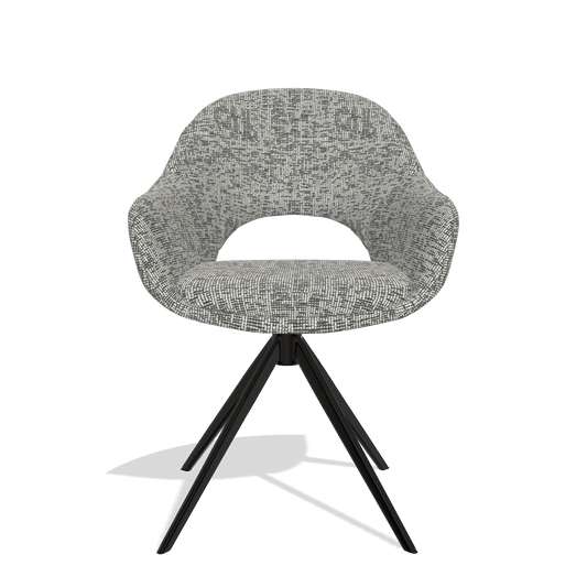 Silla de comedor Matera 6470 en tela Be Fine 45 (topo), base giratoria en negro, vista frontal