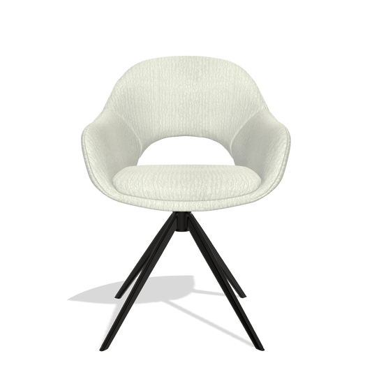 Silla de comedor Matera 6470 en tela Energy 101 (gris claro), base giratoria en negro, vista frontal