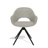 Dining Chair Matera 6470 in Glory 01 fabric (greige), black swivel base, front view