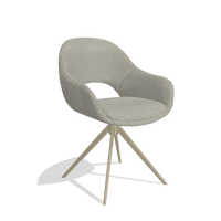 Dining Chair Matera 6470 in Glory 01 fabric (greige), champagne swivel base, angled view
