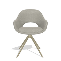 Dining Chair Matera 6470 in Glory 01 fabric (greige), champagne swivel base, front view