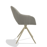 Dining Chair Matera 6470 in Glory 01 fabric (greige), champagne swivel base, side view