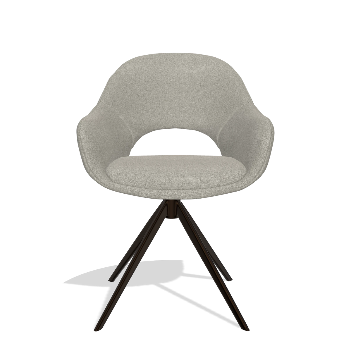 Dining Chair Matera 6470 in Glory 01 fabric (greige), espresso swivel base, front view