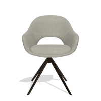 Dining Chair Matera 6470 in Glory 01 fabric (greige), espresso swivel base, front view