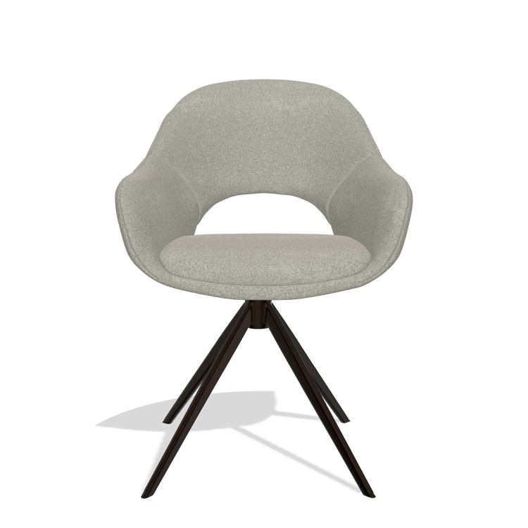 Dining Chair Matera 6470 in Glory 01 fabric (greige), espresso swivel base, front view