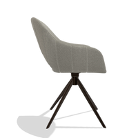 Dining Chair Matera 6470 in Glory 01 fabric (greige), espresso swivel base, side view