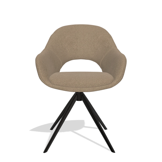 Esszimmerstuhl Matera 6470 in Stoff Glory 13 (Taupe), Drehfuß in Schwarz, Vorderansicht