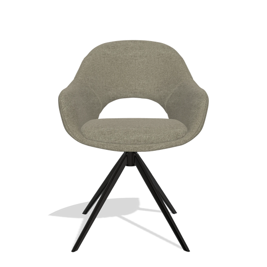 Esszimmerstuhl Matera 6470 in Stoff Guard 193 (Taupe), Drehfuß in Schwarz, Vorderansicht