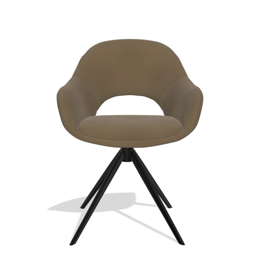 Dining Chair Matera 6470 in Leather A802 (olive), black swivel base, front view