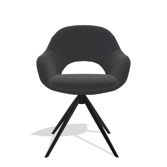 Esszimmerstuhl Matera 6470 in Leder B500 (Schwarz), Drehfuß in Schwarz, Vorderansicht