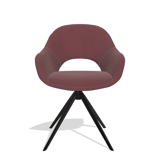 Dining Chair Matera 6470 in Leather B554 (brown), black swivel base, front view