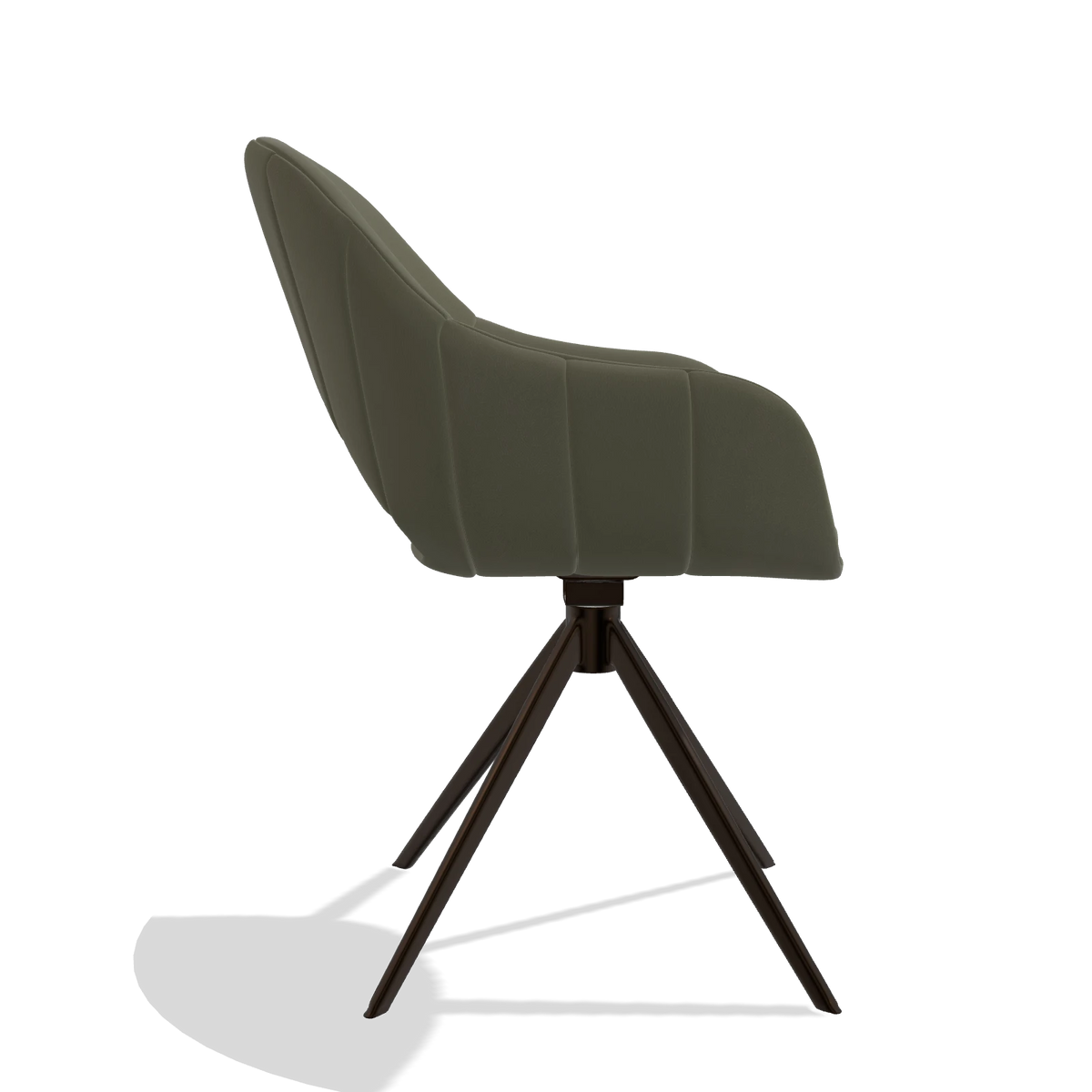 Esszimmerstuhl Matera 6470 in Leder B572 (Oliv), Drehfuß in Espresso, Seitenansicht