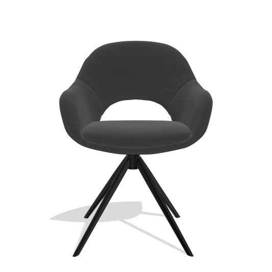 Dining Chair Matera 6470 in Leather B900 (black), black swivel base, front view