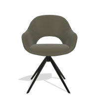 Sedia da pranzo Matera 6470 in Pelle B962 (grigio scuro), base girevole in nero, vista frontale