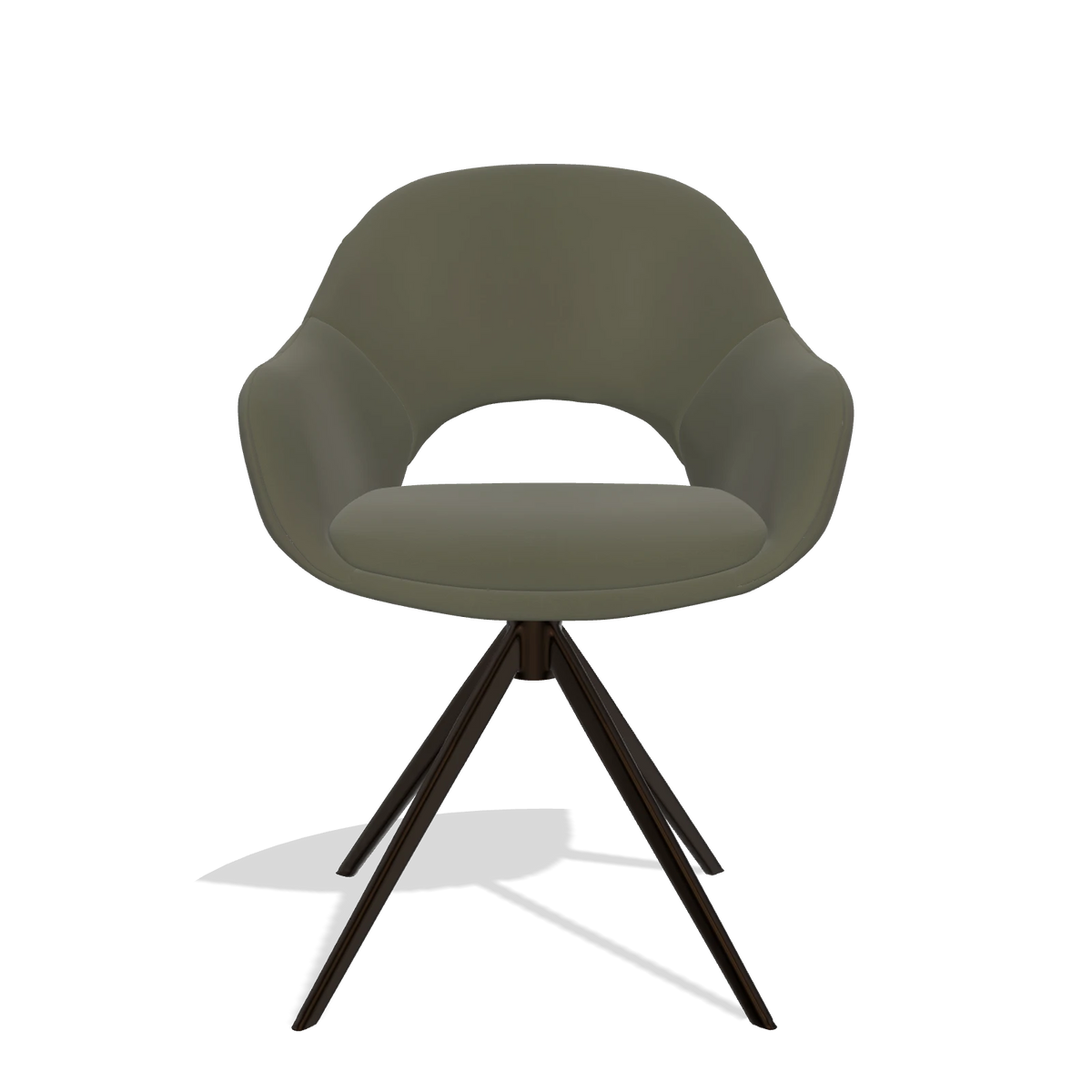 Sedia da pranzo Matera 6470 in Pelle B962 (grigio scuro), base girevole in espresso, vista frontale