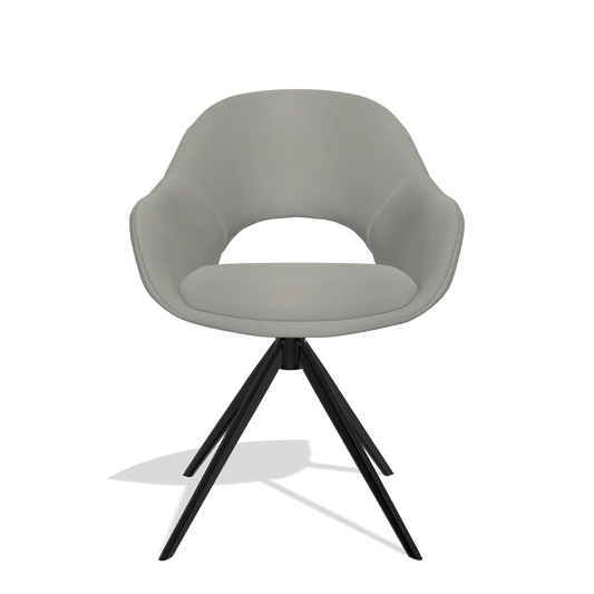 Chaise de salle à manger Matera 6470 en Cuir B967 (grège), pied pivotant en noir, vue de face