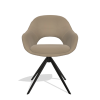 Silla de comedor Matera 6470 en Piel B968 (topo), base giratoria en negro, vista frontal