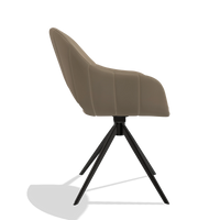 Silla de comedor Matera 6470 en Piel B968 (topo), base giratoria en negro, vista lateral