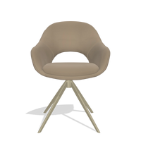 Silla de comedor Matera 6470 en Piel B968 (topo), base giratoria en champán, vista frontal